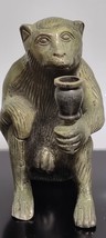 Old Antique Seated Metal Monkey with Candle Holder Collectible Home Decor - £36.65 GBP
