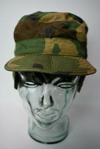 Vintage US Army Military Woodland Camo Combat Cap Hat w Ear Flaps 6 7/8 - £7.73 GBP
