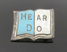 925 Sterling Silver - Vintage Enamel Open Book Motif Brooch Pin - BP8223 - £22.26 GBP