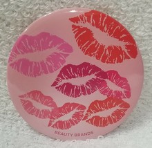 Beauty Brands Mirror PINK Lips Kisses Kiss Purse Travel Makeup Round 2 3... - $12.99