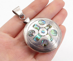 TAXCO MEXICO 925 Silver - Vintage Abalone Shell Pattern Hollow Pendant - PT4164 - £69.98 GBP