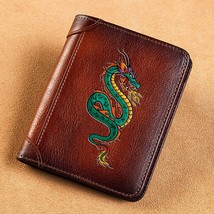  Men Wallets Green Dragon Short Card Holder Purse Luxury Brand Male Wallet - £62.86 GBP