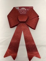Outdoor Red Glitter Bow 9”x14” Crafts Wreaths Christmas Baskets Lot Of 14 - £15.83 GBP