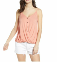 All In Favor Twist Button Tank Top Draped Dusty Rose SZ L New $49 - £18.73 GBP
