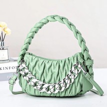   Fashion Woven Small Handbag Soft Leather Pleated Shoulder Crossbody Chain Bag - £27.73 GBP