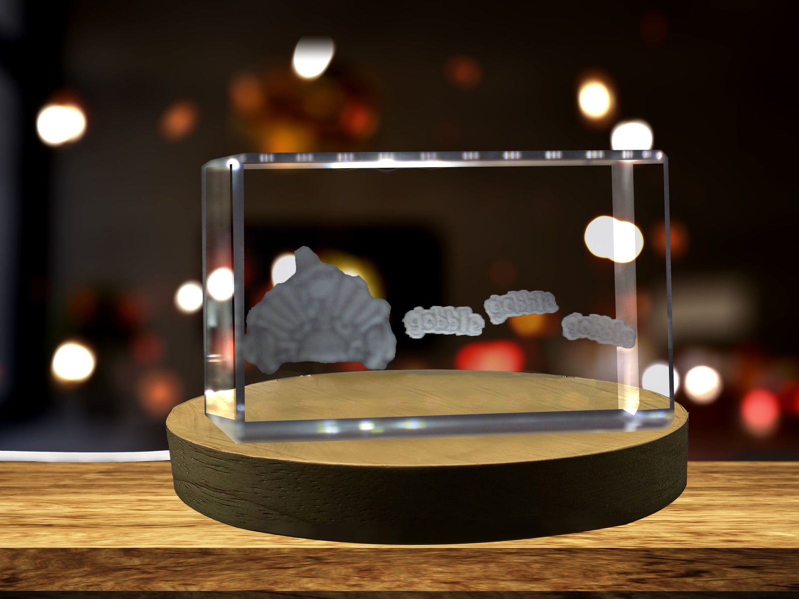 LED Base included | Thanksgiving 9 3D Engraved Crystal 3D Engraved Crystal