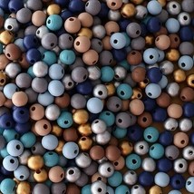 Wood Beads Metallic 8mm Round Bulk Lot Jewelry Making Supplies Set Bulk 1000pcs - £14.85 GBP