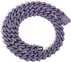 16Ct Round Cut Purple Amethyst 18 Inches Cuban Necklace 14k Black Gold Finish  - £1,038.96 GBP