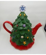 Temp-Tations by Tara Winter Whimsie Christmas Tree Teapot Green Red - £27.53 GBP