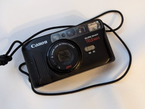 Canon Sure Shot Telemax 35mm Film Punkt & Shoot Kamera 38-70mm Wie Ist Teile - £17.36 GBP