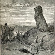 1888 Lying Prophet Killed By Lion Victorian Religious Art Print Bible DWN9F - £39.81 GBP