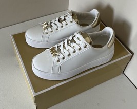 New Michael Kors Poppy Lace up faux leather sneakers size 5 Optick White - $83.61