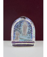 Glass paperweight Our Lady of Lourdes with coloured metal plating (small) - $15.72 CAD
