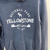 Yellowstone Hoodie Sweatshirt Men Medium Navy Blue Mountain Graphic Fleece Lined - £17.26 GBP