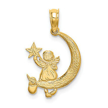 14K Angel Holding a Star on a Half Moon Charm K6615 - $127.35