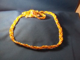 Pink White and Yellow Beaded Necklace N-170 - $7.00