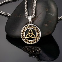 C knot necklace men gold color antique steel norse valknut runes trinity pendant amulet thumb200