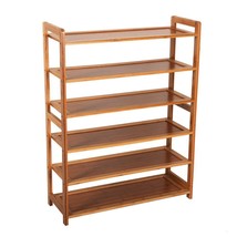 6 Tiers Natural Bamboo Wooden Shoe Rack Organizer Stand Storage Shelf Unit - £60.74 GBP