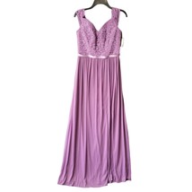 David&#39;s Bridal Women Dress Size 8 Purple Wisteria Maxi Preppy Lace Sleeveless - £42.44 GBP