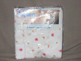 American Baby Girl Receiving Blanket Cotton Flannel Ladybug Snail Pink Orange - £23.14 GBP