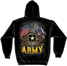 ARMY hooded SWEATSHIRT, Flags on back and front, Army STAR centered, Black - $49.45+