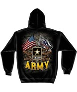 ARMY hooded SWEATSHIRT, Flags on back and front, Army STAR centered, Black - $69.39 CAD+