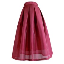 Navy Midi Pleated Skirt Outfit Women Custom Plus Size High Waisted Midi Skirt image 10