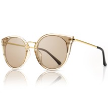 Oversized Vintage Polarized Cat Eye Sunglasses For Women Uv400(Transparent Brown - £26.88 GBP