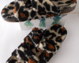 SECRET TREASURES Leopard Print Fuzzy Slippers Double Buckle Flexible Out... - $9.89