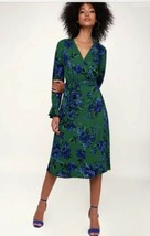 LULUS - Sexy Floral Green Blue Midi Wrap Dress M NWT - $39.03