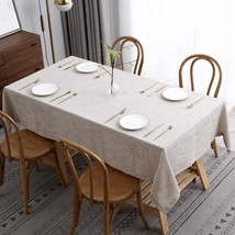 Flaxy Faux Linen Table Cloth with 2 Tone Slubby Texture Wrinkle Free Ant... - £42.78 GBP