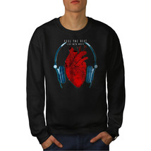 Wellcoda Heart Music Mens Sweatshirt, Soul Beat Casual Pullover Jumper - £24.04 GBP+