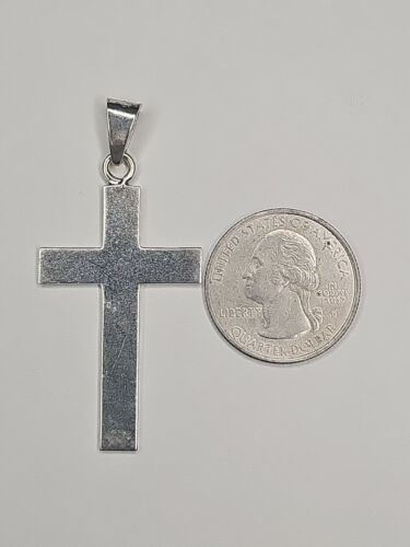 Silver 925 Simple Solid Cross Pendant Charm Item image 2