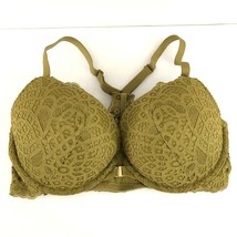 Auden Bra The Radiant Plunge Push-Up Lace Front Closure Lace Overlay Green 34D - £7.78 GBP