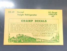 Vintage Champ Decals No. HR-49 Hormel Freight Refrigerator Reefer HO Set - $14.95