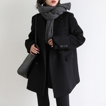 Chic ven women wool blend coat solid mid long woolen blazer thick warm blouse women s thumb200