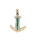 Vintage Sterling Signed Handmade Inlay Turquoise Stone Nautical Anchor P... - £35.30 GBP