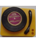 Vintage Mini Yellow Record Player Cake Decoration 1960s - $3.99