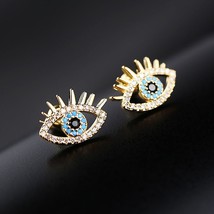 SIPENGJEL Tiny Trendy Cubic Zirconia Gold Color Eye Stud Earrings Korean Style C - £7.64 GBP
