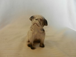 Vintage Sad Face Bull Dog Pug Ceramic Figurine from Taiwan White &amp; Gray ... - £31.46 GBP