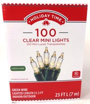 Holiday Time Clear Mini Light Set, Green Wire, Indoor / Outdoor, 100 Lights - £14.80 GBP