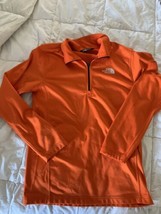 North Face Sweater Mens Small Orange Black Pullover Quarter Zip Hiking - £13.80 GBP