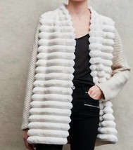 Aldo Martins faux fur cardigan coat with knit back in 1101 - size XS - £190.25 GBP