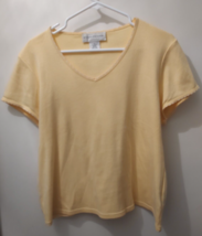 Evan Piccone Yellow V Neck Women&#39;s T Shirt Size L - £5.84 GBP