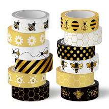 12 Rolls Bee Washi Tape Foil Gold Honey Bee Washi Masking Tape 15Mm Wide Bumbleb - £15.81 GBP