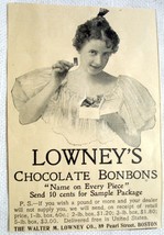 1896 Lowney&#39;s Chocolate Bonbons Ad, Walter M. Lowney Co., Boston - £6.31 GBP