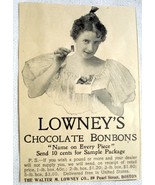 1896 Lowney&#39;s Chocolate Bonbons Ad, Walter M. Lowney Co., Boston - $10.95 CAD