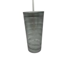 2023 Starbucks UNRELEASED Holiday METALLIC SILVER RIBBON Recycled GLASS CUP - $17.76