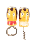 Cute Vintage Wooden People Salt and Pepper Shaker Bottle Opener Corkscrew - $6.79