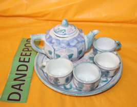 7 Piece Blue floral Made In China Miniature Tea Set - £19.46 GBP